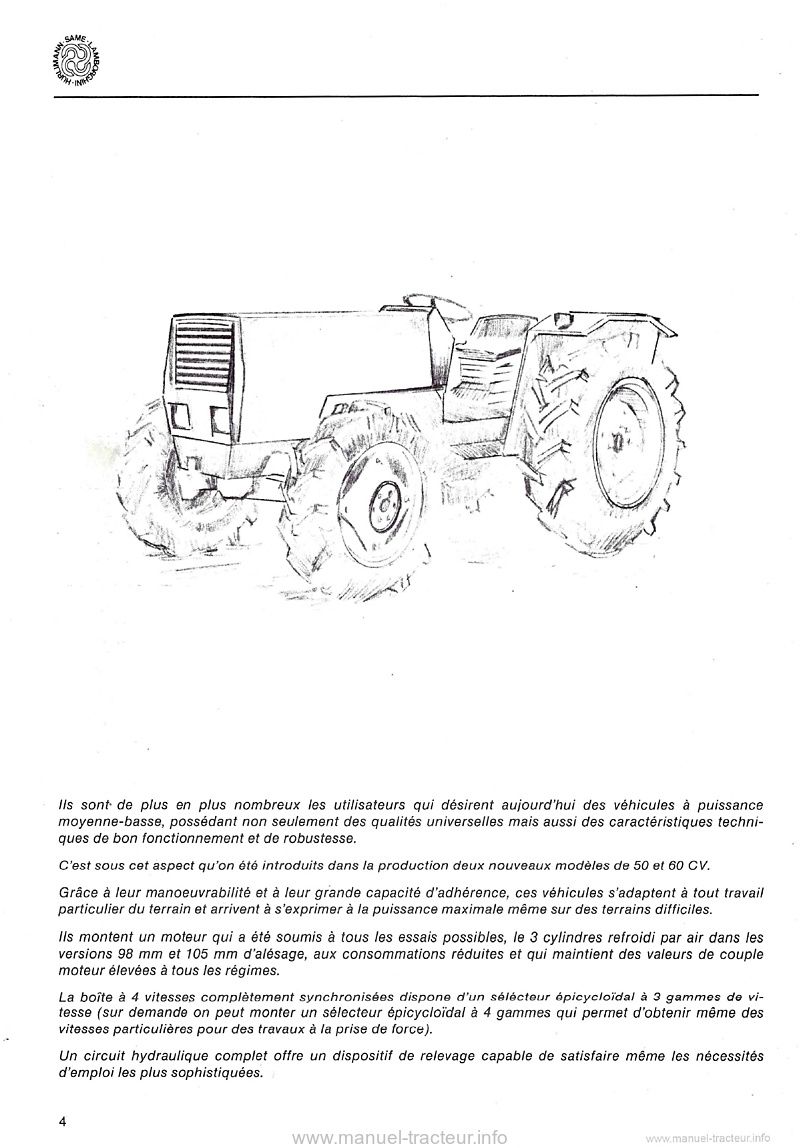Troisième page du Manuel d'atelier tracteurs Lamborghini 550 650