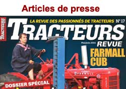 Coupure de presse dans le magazine Tracteurs Revue