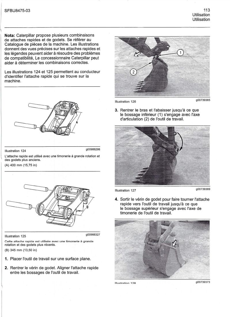 Cinquième page du Livret entretien chargeuses pelleteuses Caterpillar 422E 428E 432E 434E 442E 444E