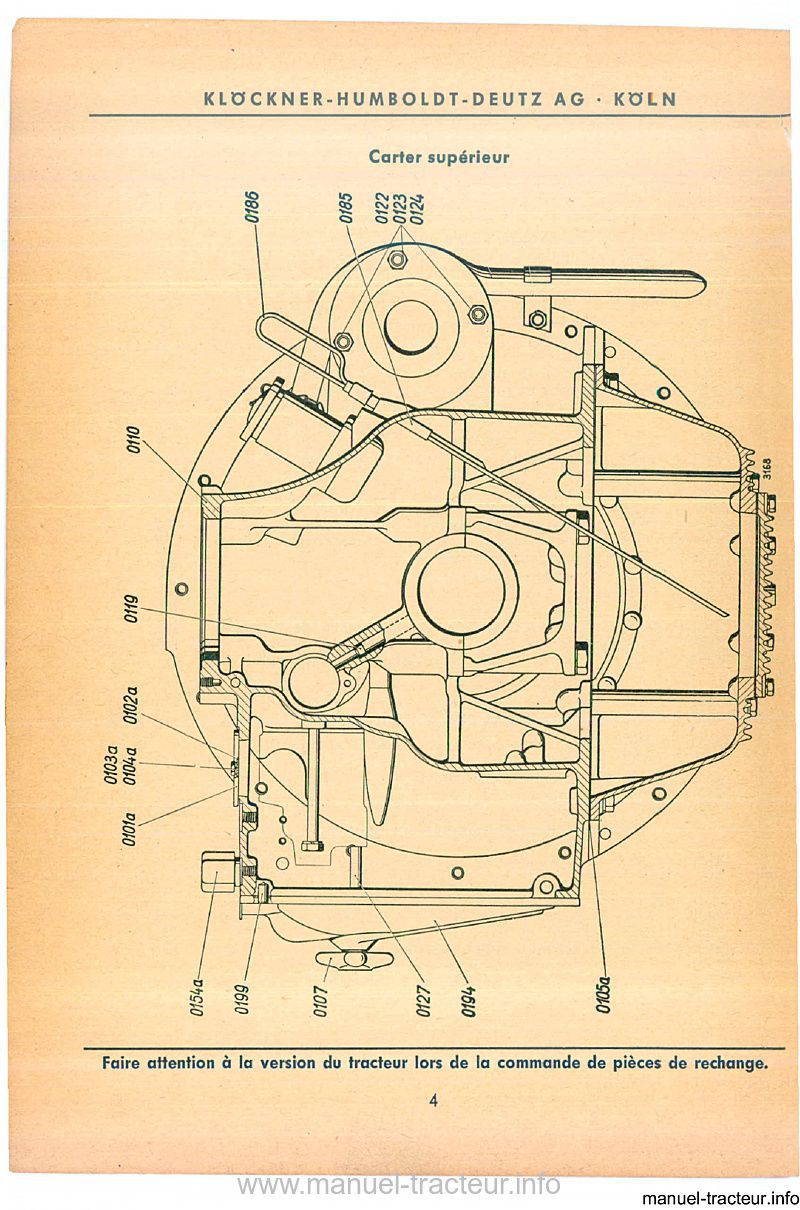 Cinquième page du Catalogue de pièces de rechanges tracteur Diesel DEUTZ D 30 et D 34 ch