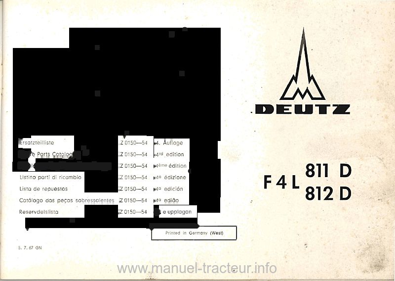 Deuxième page du Catalogue pièces rechange moteurs DEUTZ F4L 811D 812D