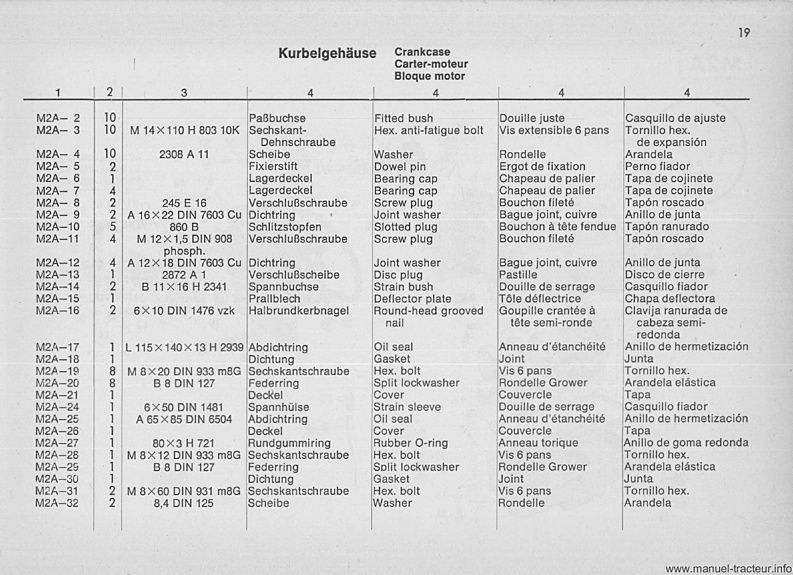 Sixième page du Catalogue de pièces détachées pour le tracteur D 5505