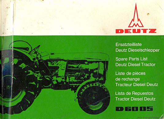 Première page du Catalogue pièces détachées DEUTZ D 6005