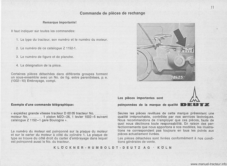 Troisième page du Catalogue pièces détachées DEUTZ D 6005