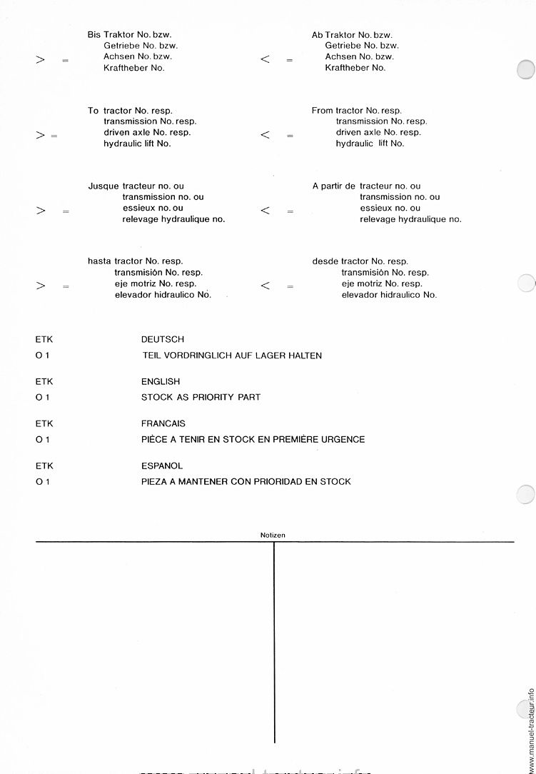 Cinquième page du Catalogue pièces DEUTZ DX 85