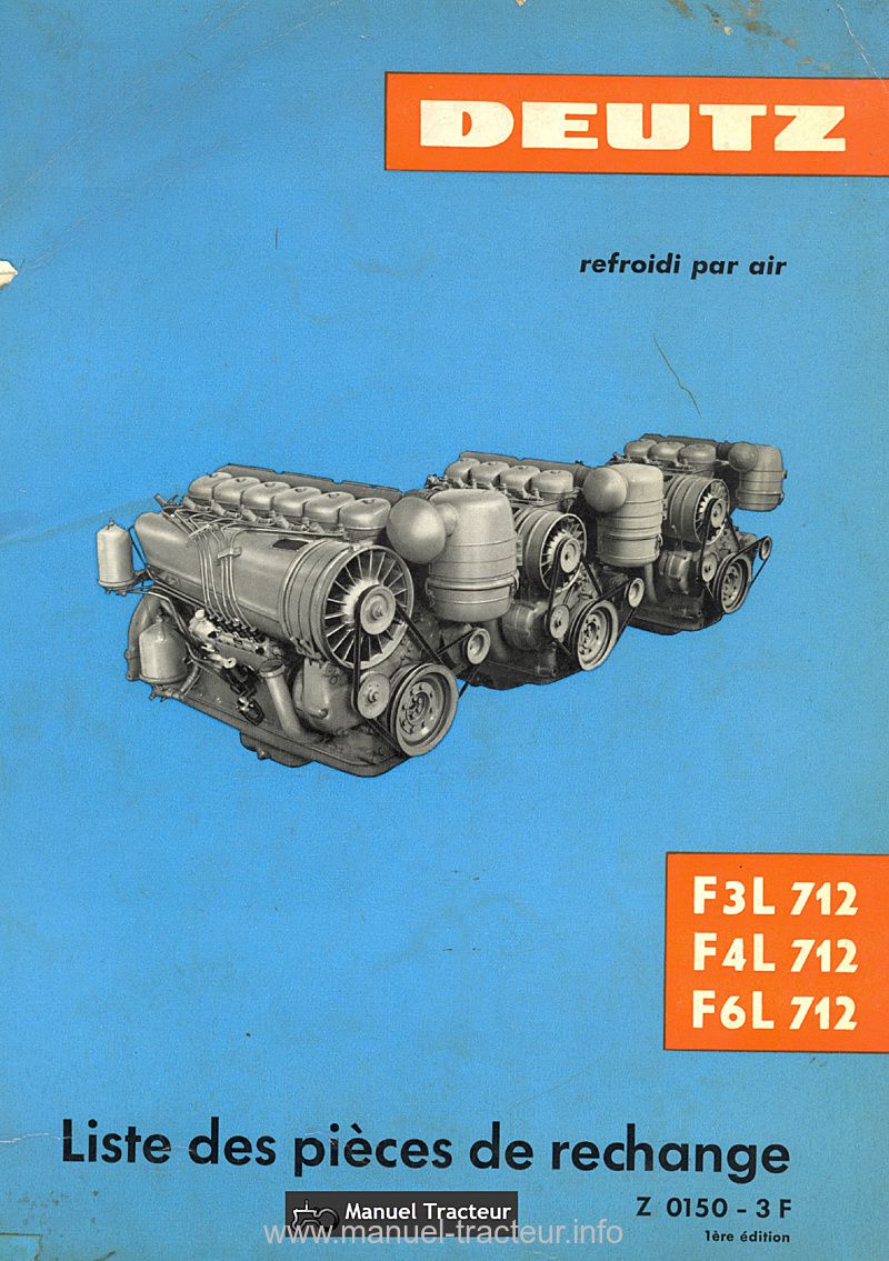 Première page du Catalogue pièces détachées DEUTZ F3-4-6L712