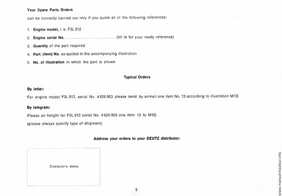 Sixième page du Catalogue pièces rechange moteurs DEUTZ F3L 911-912