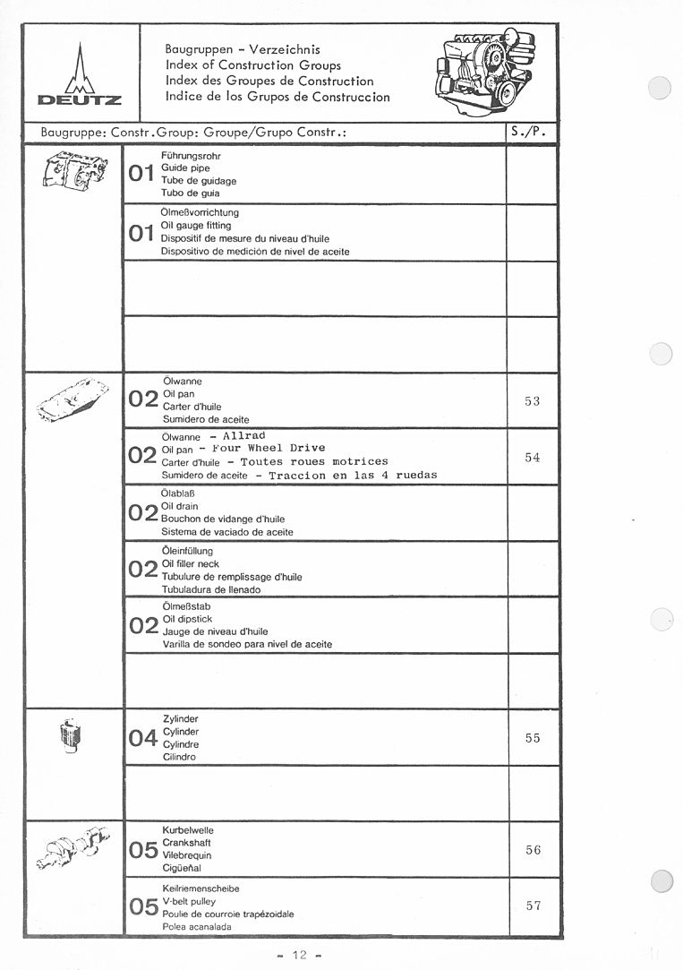 Quatrième page du Catalogue pièces détachées DEUTZ D 5206