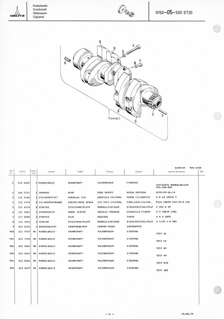 Sixième page du Catalogue pièces détachées DEUTZ D 5206