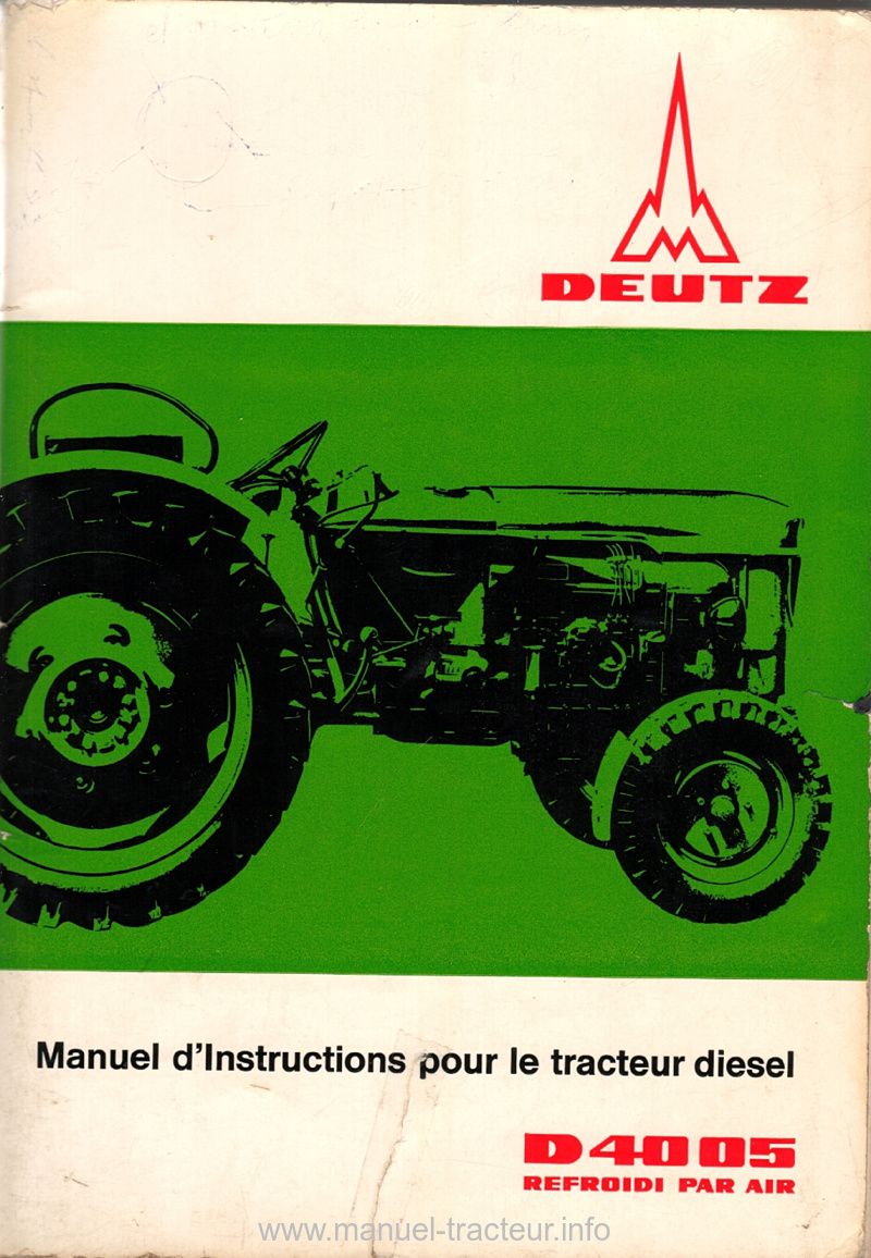 Première page du Manuel instructions DEUTZ D 4005