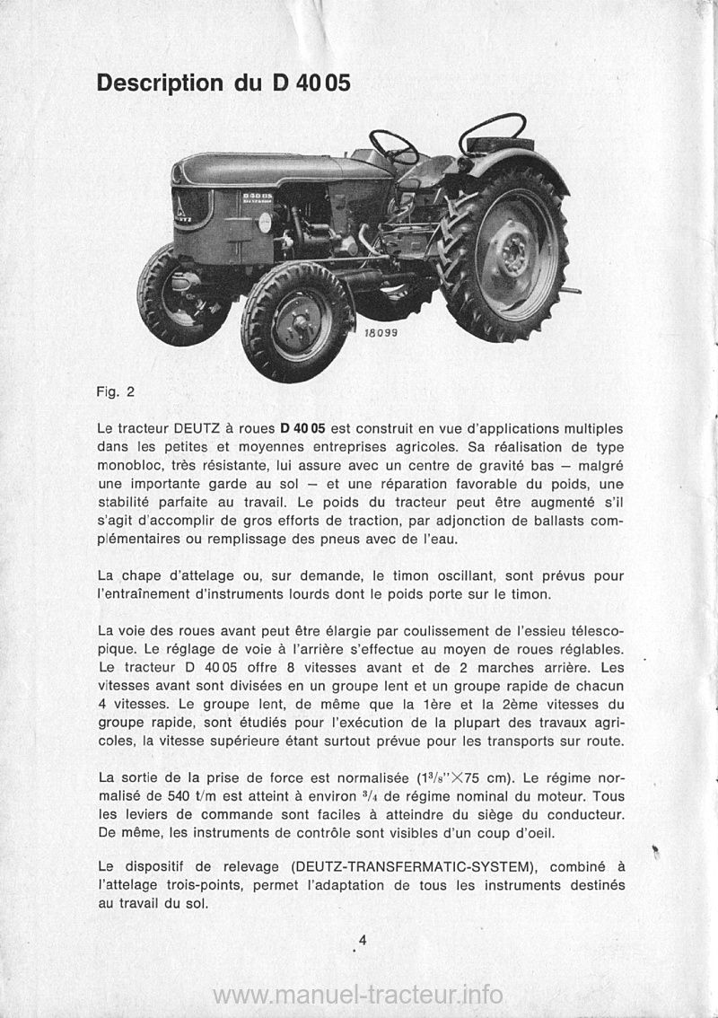 Sixième page du Manuel instructions DEUTZ D 4005