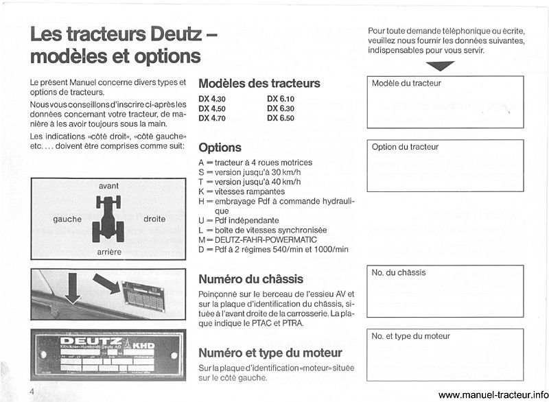 Cinquième page du Manuel Instruction DEUTZ DX 4.30 4.50 4.70 6.10 6.30 6.50