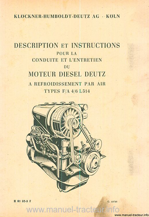 Deuxième page du Manuel instructions moteurs DEUTZ FA 46 L 514