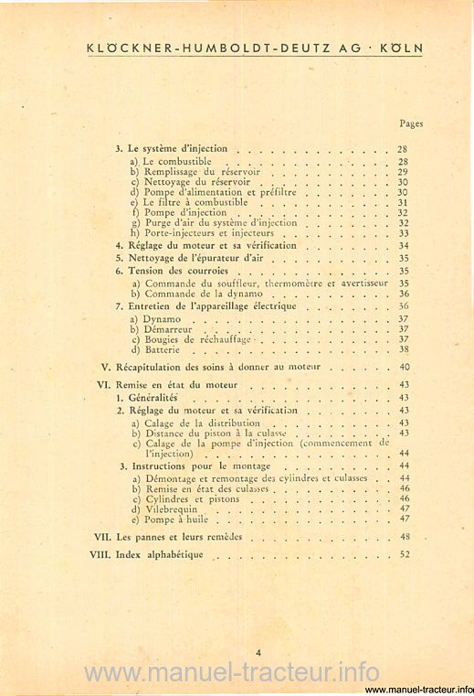 Cinquième page du Manuel instructions moteurs DEUTZ FA 46 L 514