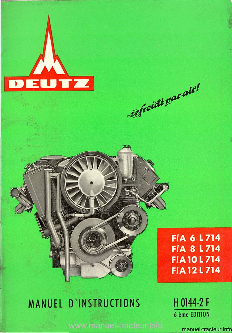 Première page du Manuel instructions moteurs DEUTZ FA 6810 12 L 714