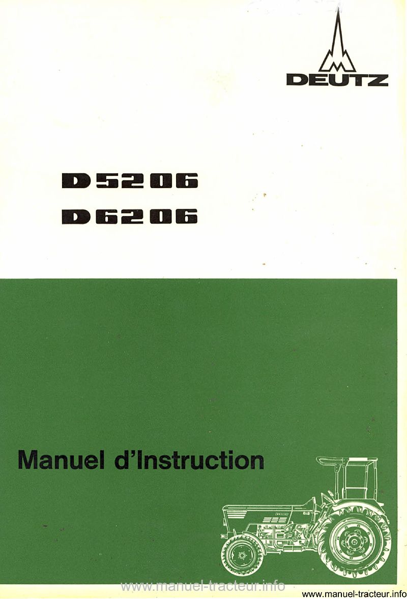 Première page du Manuel Instruction DEUTZ D 5206 6206