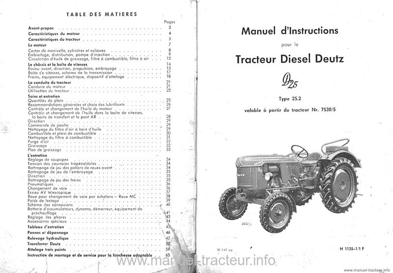 Deuxième page du Manuel instructions DEUTZ D25