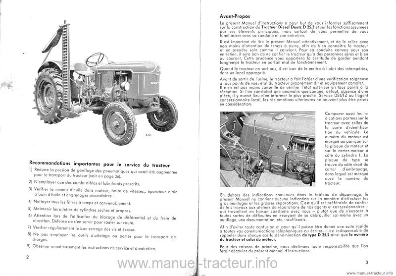 Troisième page du Manuel instructions DEUTZ D25