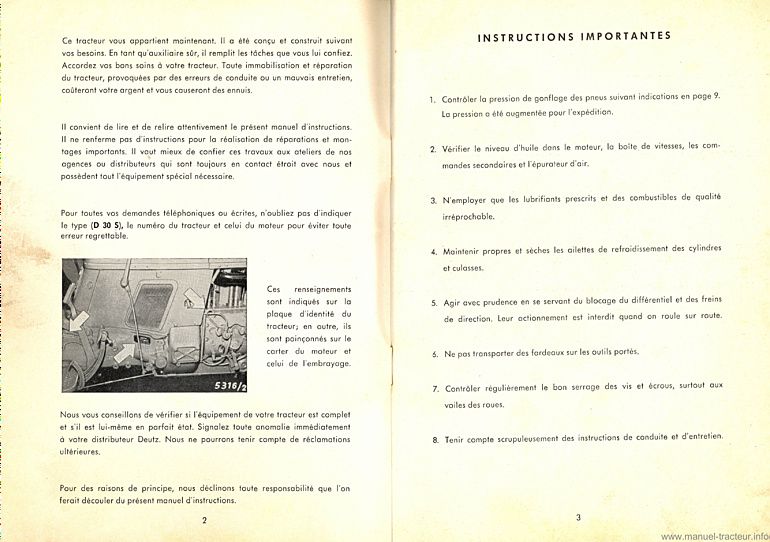 Troisième page du Manuel instructions DEUTZ D 30s