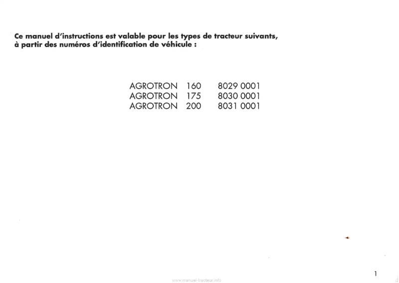 Deuxième page du Manuel instructions tracteurs Deutz Agrotron 160 175 200