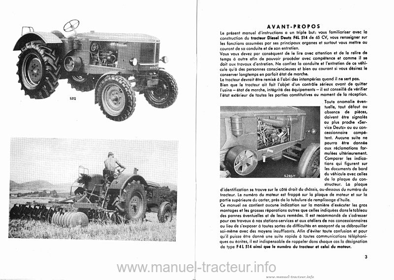 Troisième page du Manuel instructions Deutz 65CV