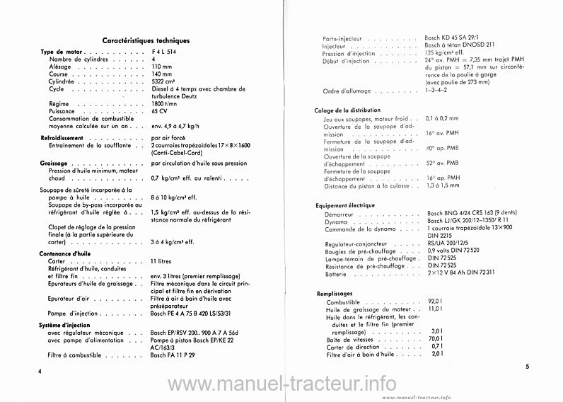 Quatrième page du Manuel instructions Deutz 65CV