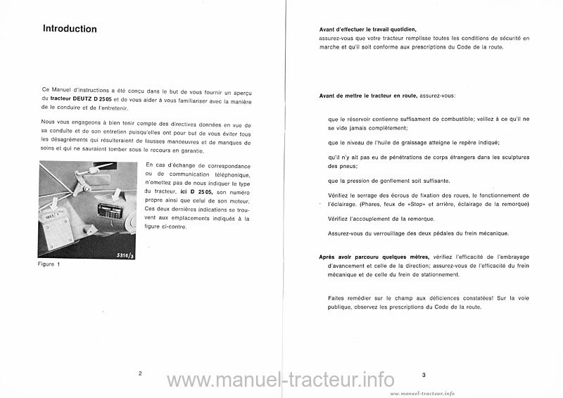 Troisième page du Manuel instructions Deutz 2505