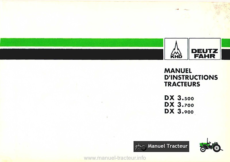 Première page du Manuel instruction Deutz DX3.500 DX3.700  DX3.900