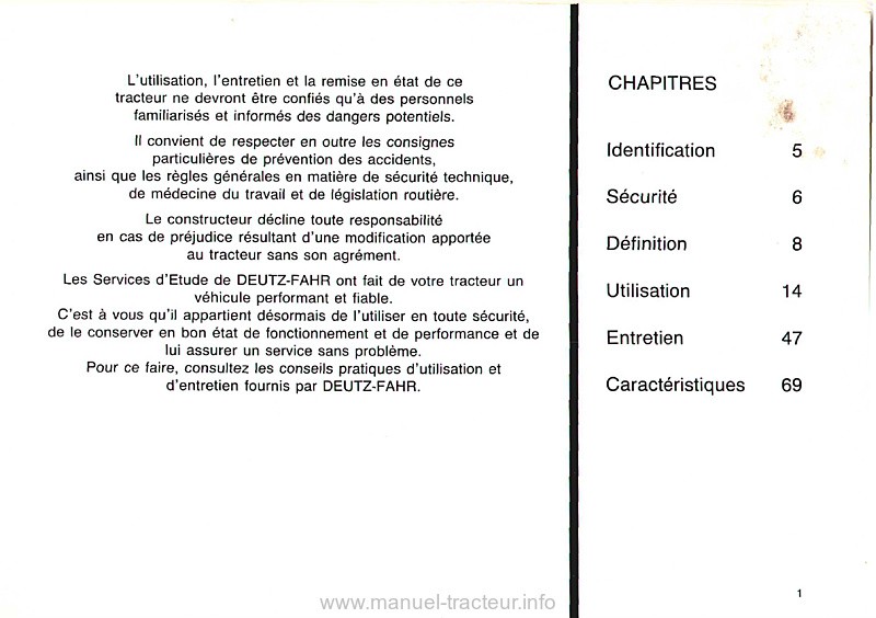 Troisième page du Manuel instruction Deutz DX3.500 DX3.700  DX3.900
