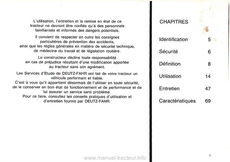 Troisième page du Manuel instruction Deutz DX3.500 DX3.700  DX3.900