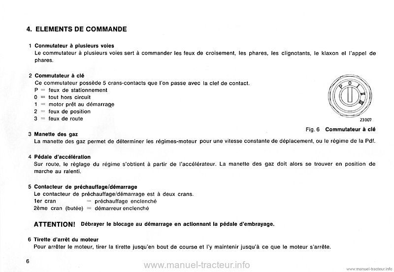 Cinquième page du Manuel d'instruction tracteur Deutz DX36 DX50