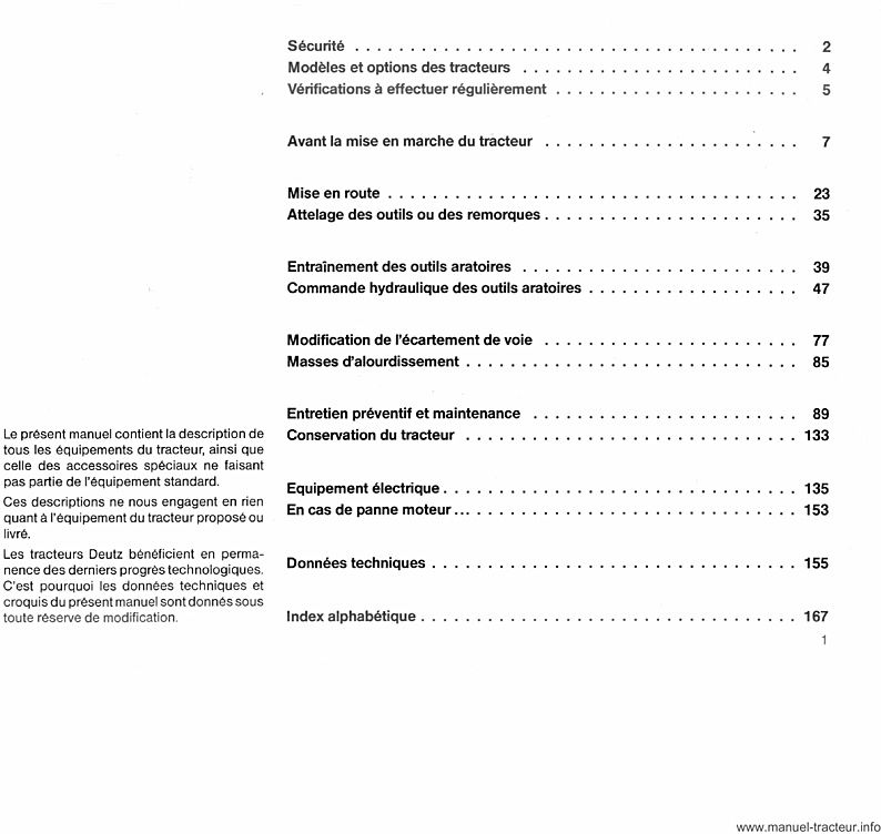 Troisième page du Manuel Instruction DEUTZ DX 80 86 92 110 120 145