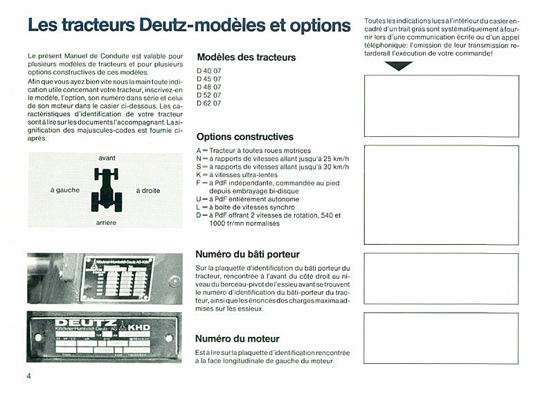 Sixième page du Manuel Instruction DEUTZ 4007 4507 4807 5207 6207