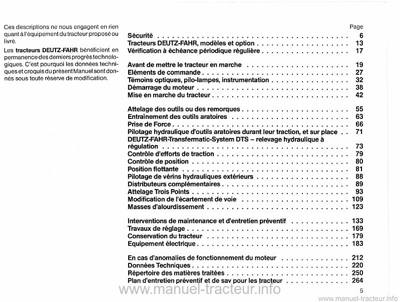 Troisième page du Manuel d'Instruction pour les tracteurs Diesel D2807 D3607