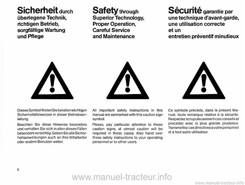 Quatrième page du Manuel d'Instruction pour les tracteurs Diesel D2807 D3607