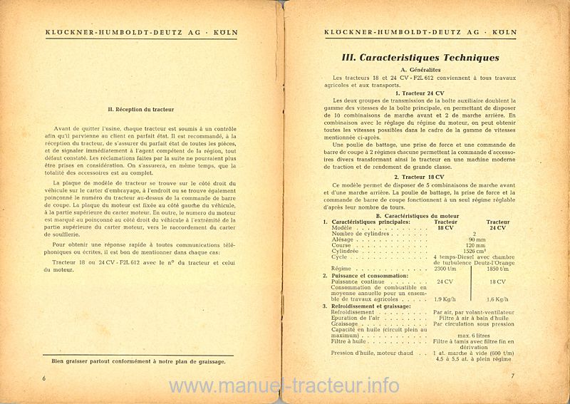 Cinquième page du Notice d'instructions tracteur Diesel DEUTZ 18ch et 24 ch