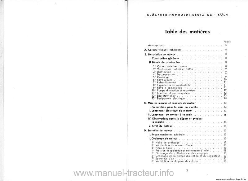 Quatrième page du Notice et Pièces Deutz F1L612