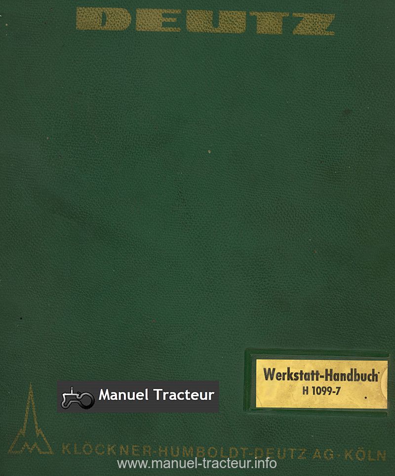 Première page du Manuel atelier DEUTZ 25 30 40 50 55