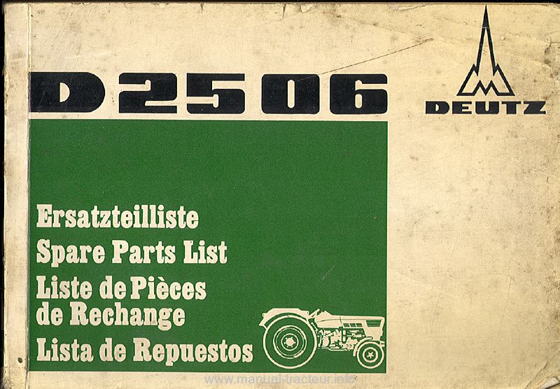 Première page du Catalogue pièces rechange DEUTZ D 2506