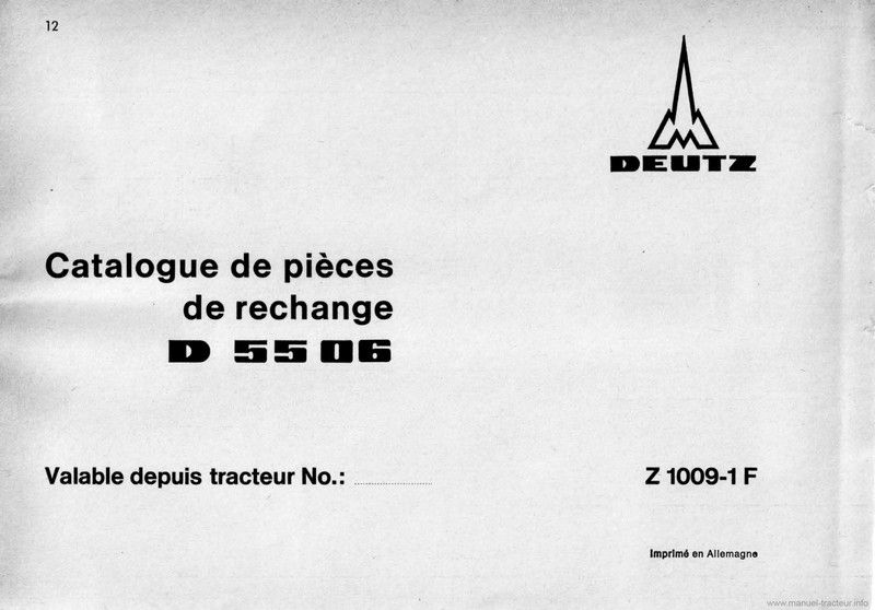 Deuxième page du Catalogue pièces rechange DEUTZ D 5506