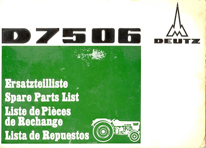 Première page du Catalogue pièces rechange DEUTZ D 7506