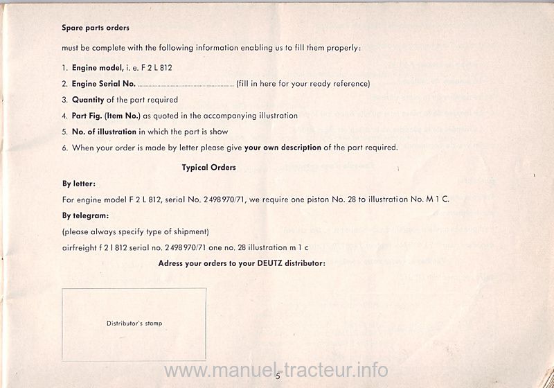 Sixième page du Catalogue pièces rechange moteurs DEUTZ F2L812