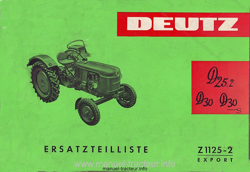 Première page du Catalogue pièces rechange DEUTZ D 25.2 D 30 D30s