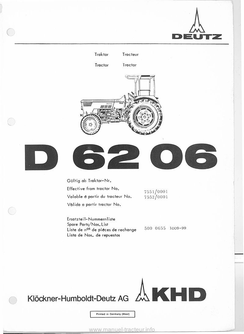 Deuxième page du Catalogue pièces détachées DEUTZ D 6206 