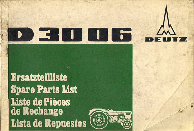 Première page du Catalogue pièces rechange DEUTZ D 3006