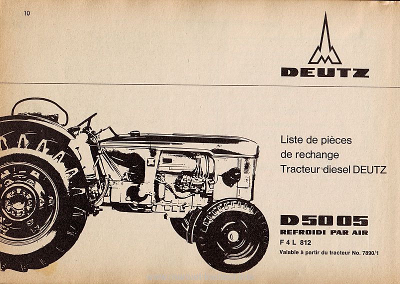 Deuxième page du Catalogue pièces rechange DEUTZ D 5005