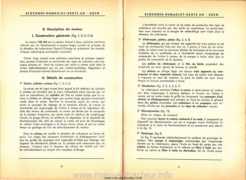 Sixième page du Manuel entretien catalogue pièces rechange moteurs DEUTZ F2L 612