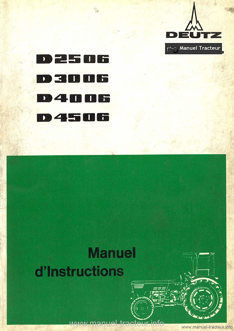 Première page du Livret instructions Deutz 4506