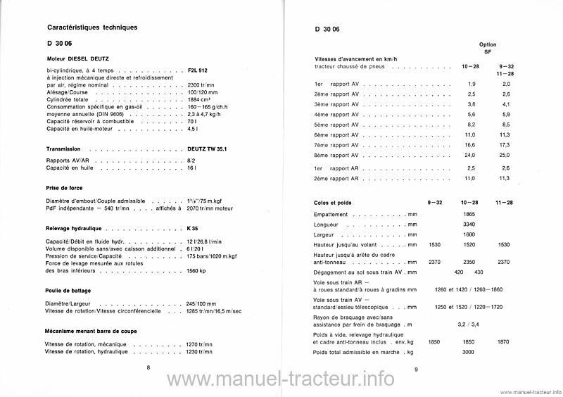 Sixième page du Livret instructions Deutz 4506