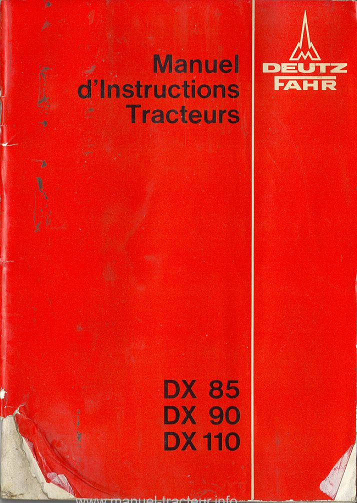 Première page du Manuel Instruction DEUTZ DX 85 90 110